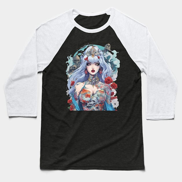 Anime Depressed Girl Baseball T-Shirt by animegirlnft